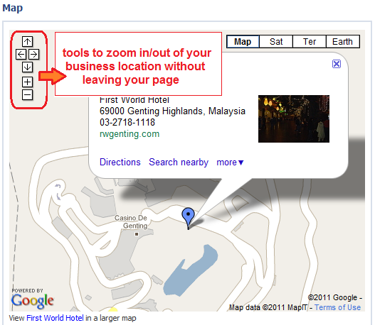 ubicación de su empresa se muestra en la pestaña de contacto mapa de Google